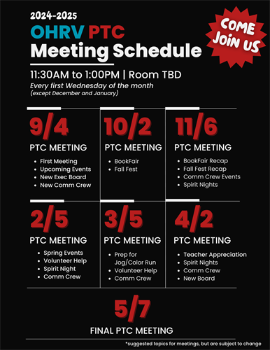 OHRV PTC Meeting schedule 24-25